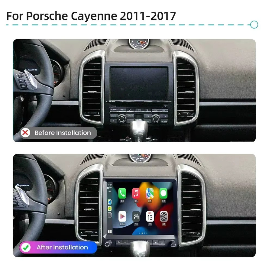 Sadocom Android 14.0 Multimedia-Navigationssystem mit Carplay, DSP, GPS und Wifi für Porsche Cayenne 955 957 958 (2011-2017), 8-Core, 8GB RAM, 256GB Speicher, Schwarz, 2 Din - Bild 3