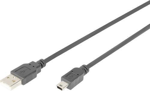 Digitus USB 2.0 Kabel mit USB-A Stecker und USB-Mini-B Stecker in Schwarz, Länge: 1,00 m - Bild 1