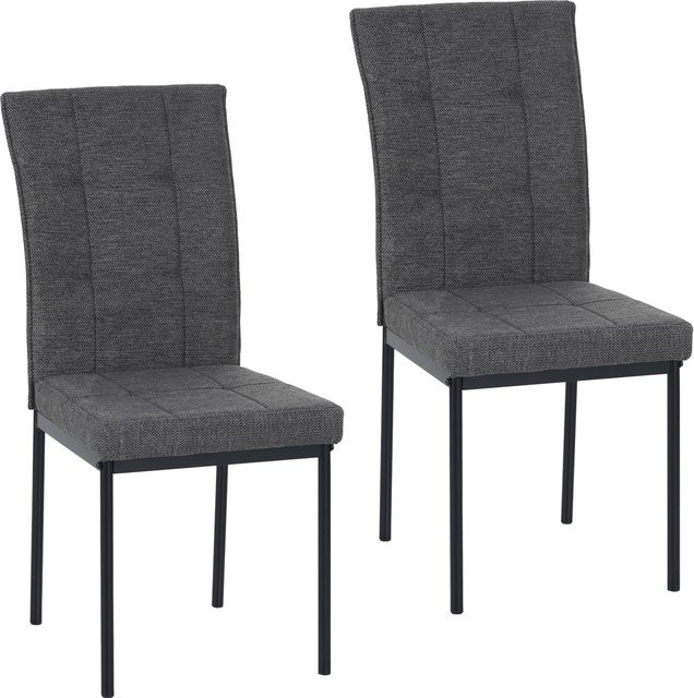HTI-Living Stuhl Matthew Grau 2er-Set aus Webstoff mit Karosteppung - Bild 1