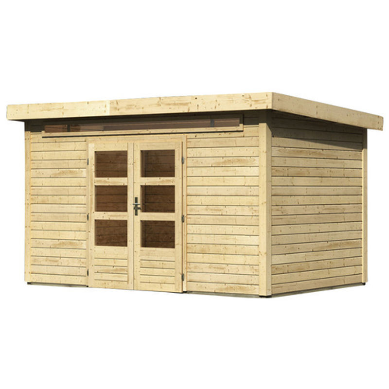 KARIBU Gartenhaus Kandern aus Holz in Braun mit Flachdach B/H/T: 364 x 222 x 244 cm - Bild 2