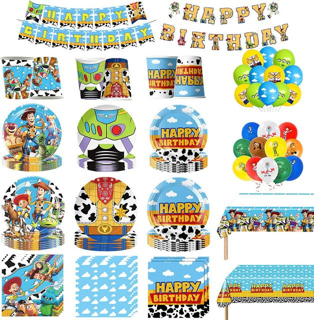 Hasbro Toy Story Kindergeburtstags-Dekoration Set mit Einweg-Geschirr und Luftballons in Multicolour - Bild 1