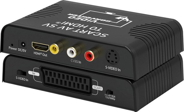 Konsenda 3-in-1 Scart zu HDMI Konverter mit RCA AV CVBS Composite R/L Audio in Schwarz - Bild 1
