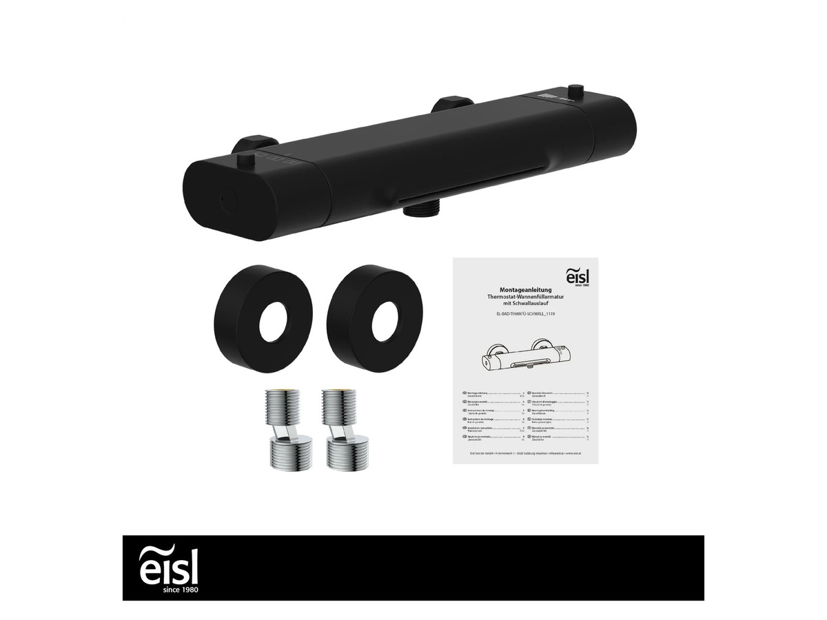 EISL CARNEO Badewannenarmatur mit Schwallauslauf, Wandmontage, Schwarz matt - Bild 2