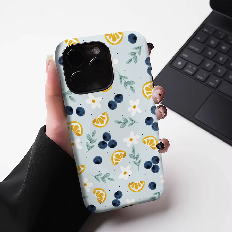 Robuste Handyhülle von Potdemiel mit Früchte-Design für iPhone 17, 16, 15, 14, 13 Pro Max Plus, Hellblau, magnetisch und doppelschichtig - Bild 3