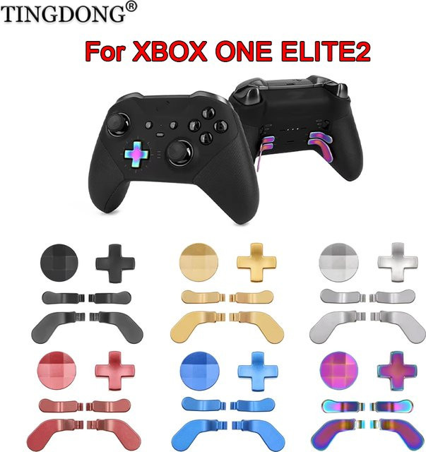 TingDong 6-in-1 Ersatz-Daumensticks und Metall-Paddel-Tasten für Xbox One Elite Series 2 Controller in Schwarz und Multicolour - Bild 1