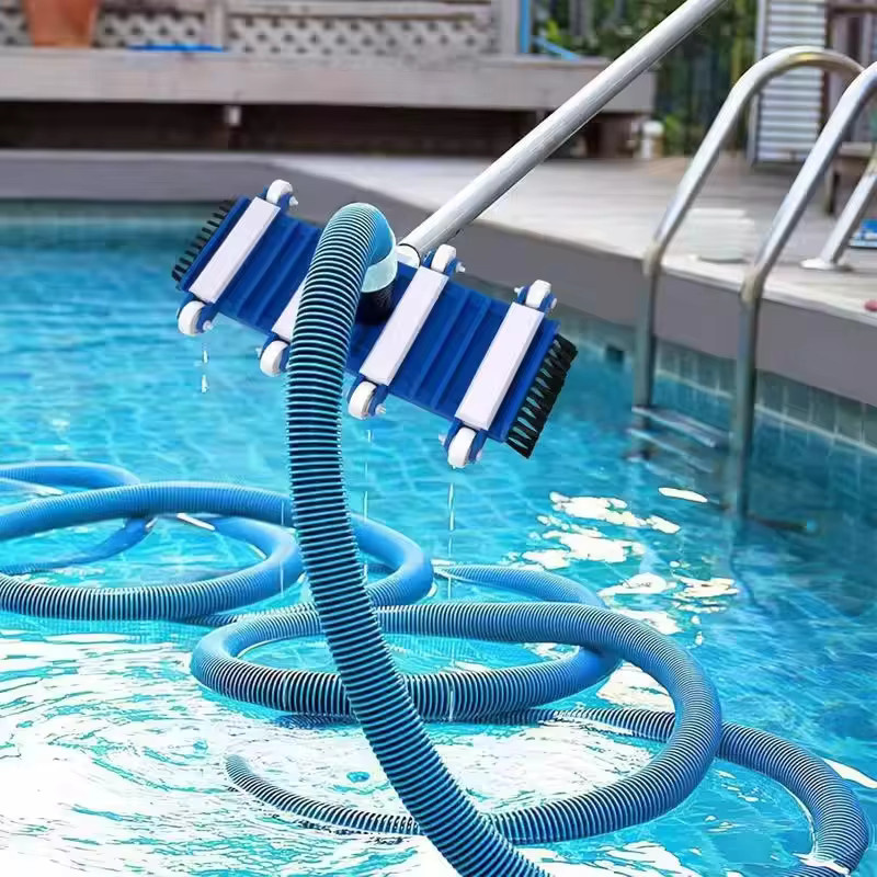 Hochleistungs-Poolreinigungskopf mit Seiten- und Bodenbürsten in Blau, gewichteter flexibler Vakuumkopf mit Kunststoffgriff - Bild 2
