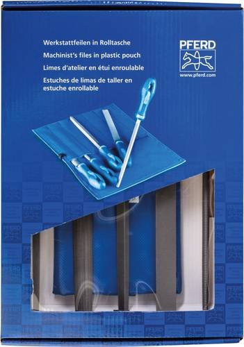 PFERD Werkstattfeilen-Set WRU 5-tlg. in blauer PVC-Rolltasche, Hieb 2 universell zum Schruppen und Schlichten, Länge: 250 mm - Bild 1