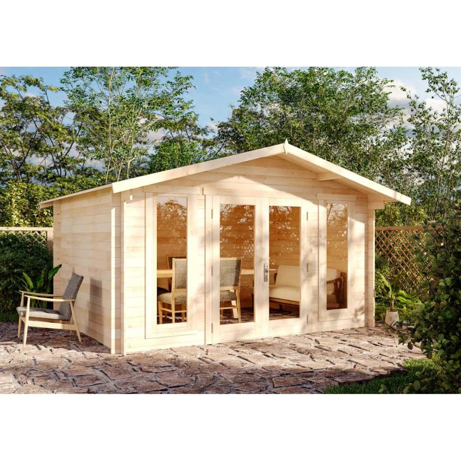 Alpholz Gartenhaus Mirko Modern Unbehandelt Log Cabin mit 28mm Wandstärke B: 380 cm, T: 272 cm - Bild 2