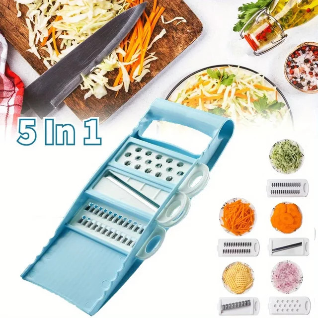 Multifunktionaler 5 in 1 Gemüse und Obst Slicer als manuelle Reibe und Cutter in Pink oder Blau - Bild 1