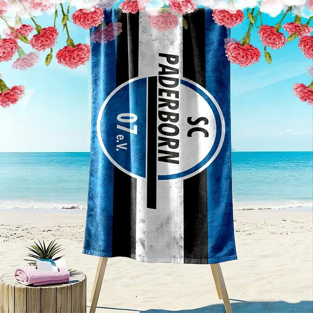 SC Paderborn 07 Strandtuch in Blau, weiches und schnelltrocknendes Handtuch für Strand und Camping, B: 70 cm, L: 140 cm - Bild 1
