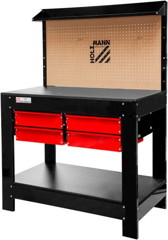 Holzmann-Maschinen Werkbank WT37 mit 4 Schubladen, schwarz/rot, B/H/T: 112 x 158 x 61,5 cm - Bild 1
