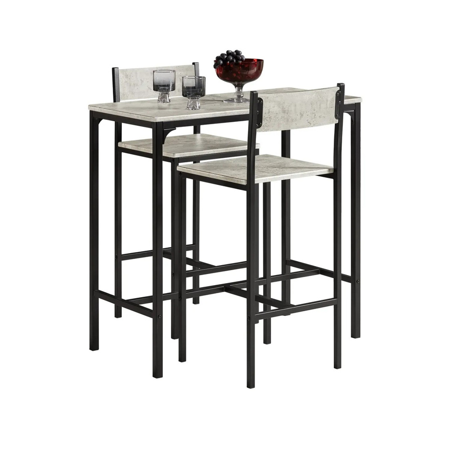 SoBuy Essgruppe OGT03 Bartisch Set 3-teilig in Grau-Schwarz im Industrial-Look für Küche, Balkon und Barbereich - Bild 5
