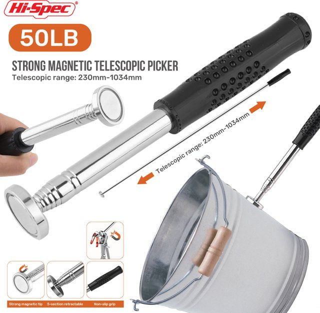Hi-Spec Magnetischer Teleskoppflücker 50LB Pickup-Stick für schwer zugängliche Edelstahl-Stifte - Bild 1