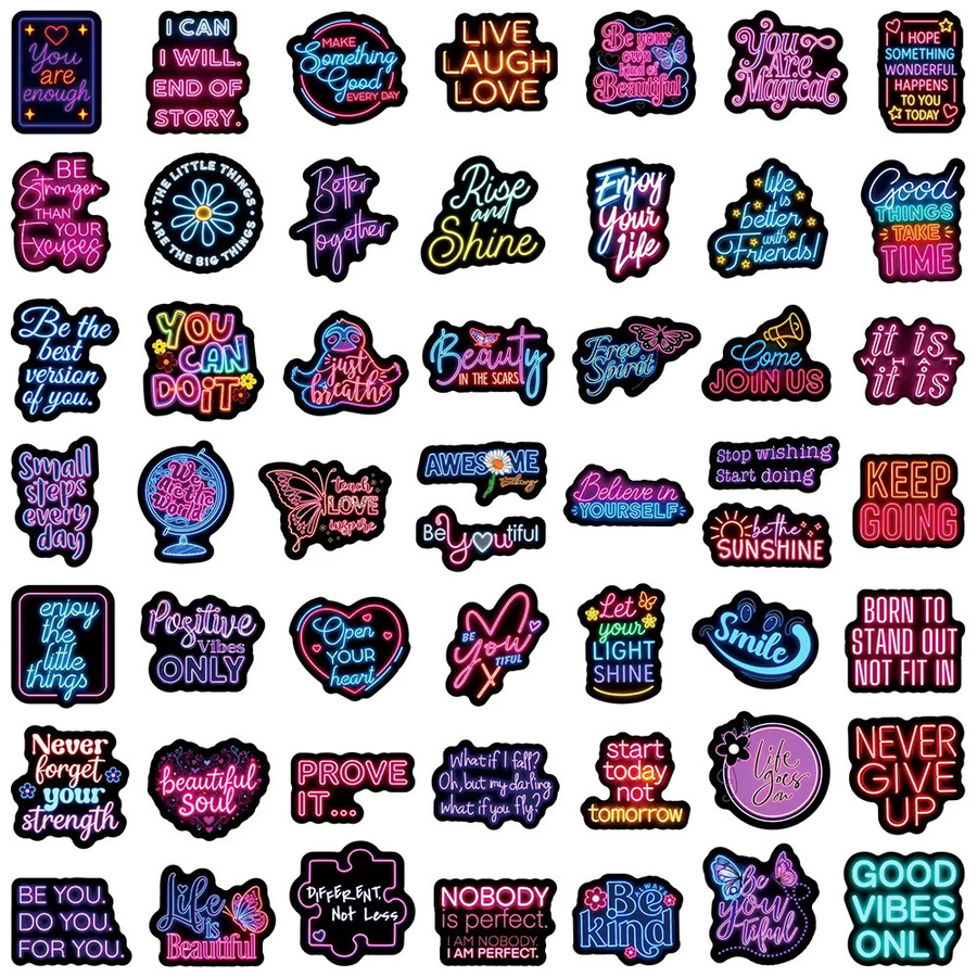 Rspctou Neon-Serie Inspirierende Aufkleber, 10-teiliges Set, multicolour - Bild 3