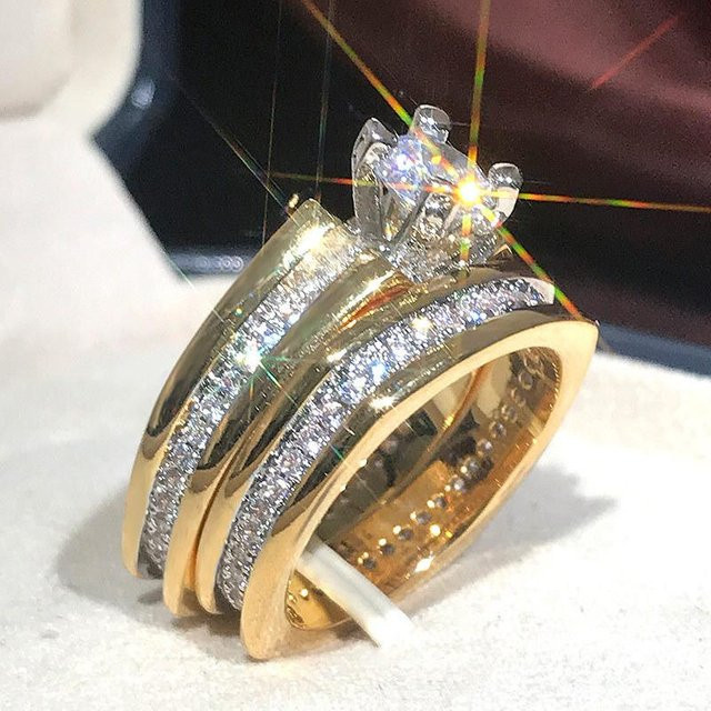 YIRAN Jewelry Ring Set, Gold, Zirkonia, Damen - Bild 1