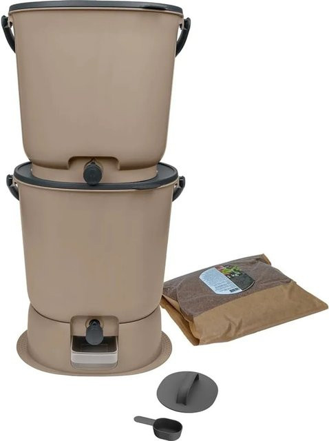 Skaza Bokashi Essential Biomülleimer 2er Set in Cappuccino (Braun/Beige) - Bild 1