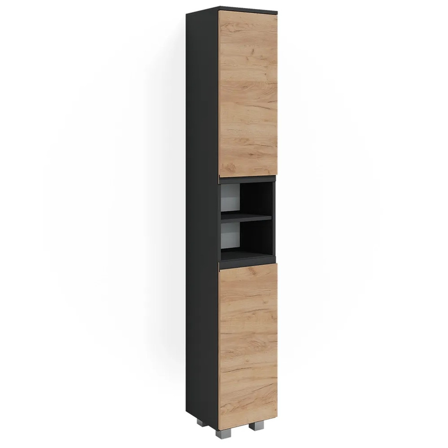 Vicco Badschrank J-Shape Hochschrank Badezimmer Anthrazit Eiche modern B/T/H: 30 x 24,61 x 190 cm - Bild 3