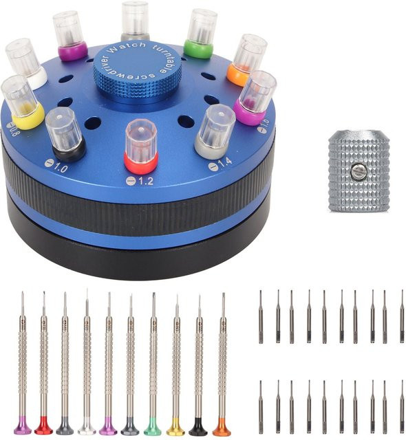 DIYelecs Uhren-Schraubendreher-Set aus Edelstahl mit Uhrenarmbandentferner in Schwarz und Multicolour für die Uhrenreparatur - Bild 1