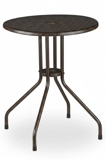 Wetterfester Relaxdays Gartentisch in Braun mit Rattan-Design aus Kunststoff und Stahl, B: 74 cm, T: 60 cm - Bild 1