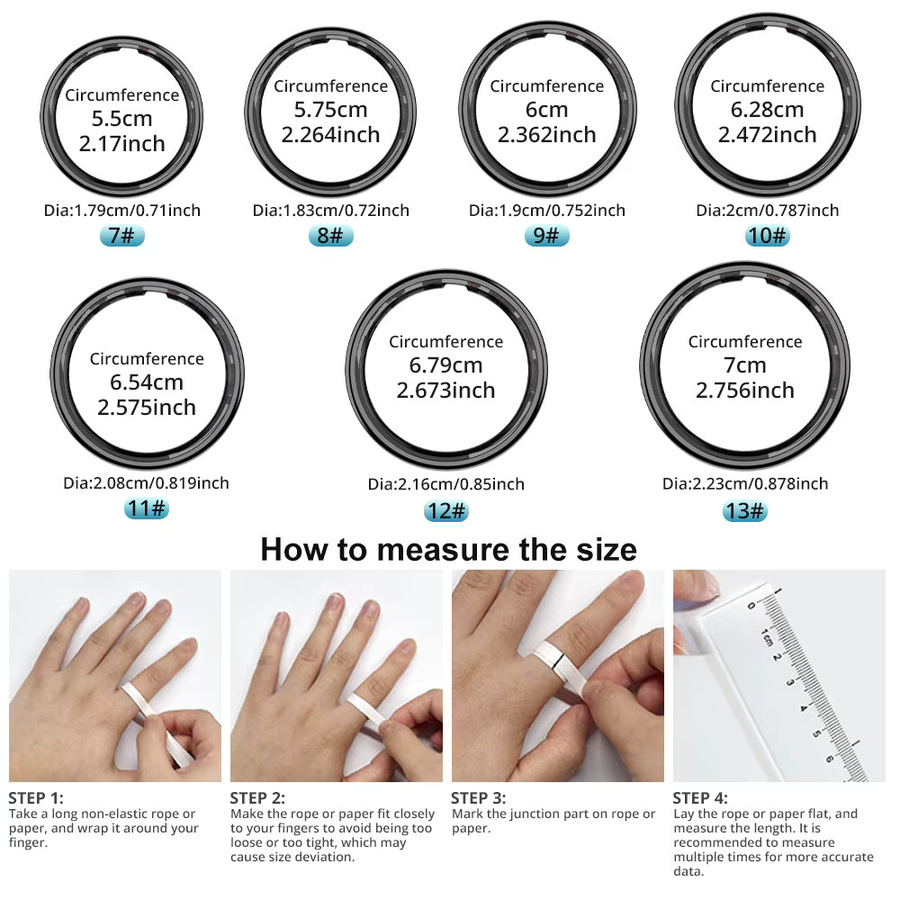 COLMI R12 Smart Ring mit Bildschirm und Touch, Schwarz, Unisex, 5 ATM wasserdicht mit Gesundheitsmanager und kabellosem Laden - Bild 4
