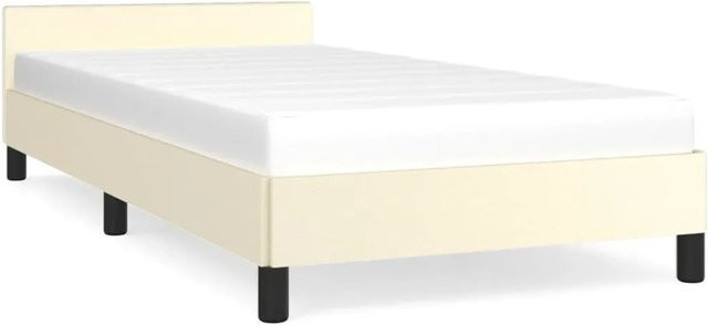 vidaXL Bettgestell mit Kopfteil in Beige aus Kunstleder, B/T/H: 90 x 200 cm - Bild 1
