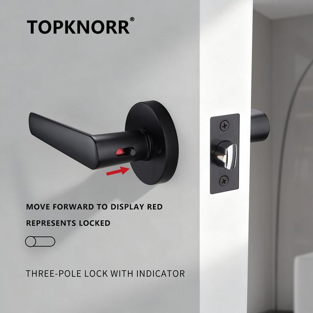 TOP KNORR Keyless Türschloss Schwarz mit Türgriff für Innentüren und Holzschlafzimmertüren - Bild 1