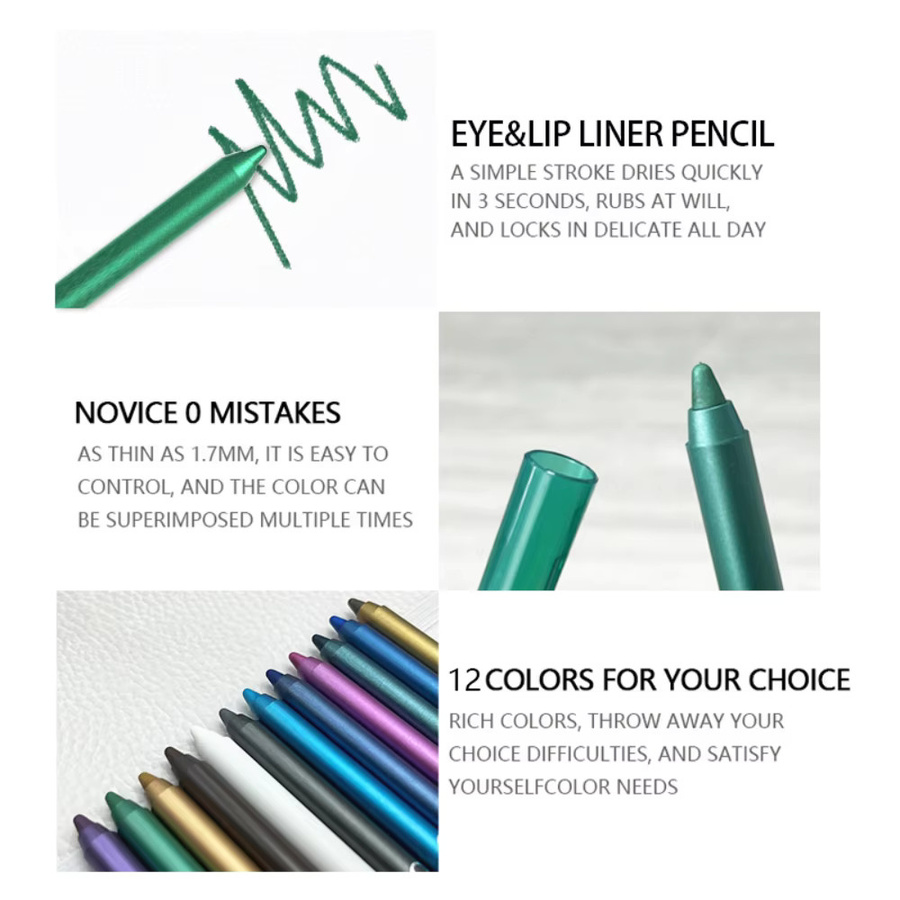 CHOOSE RASME Eyeliner-Stifte Set, 12-teilig, schimmernd, wasserfest - Bild 5