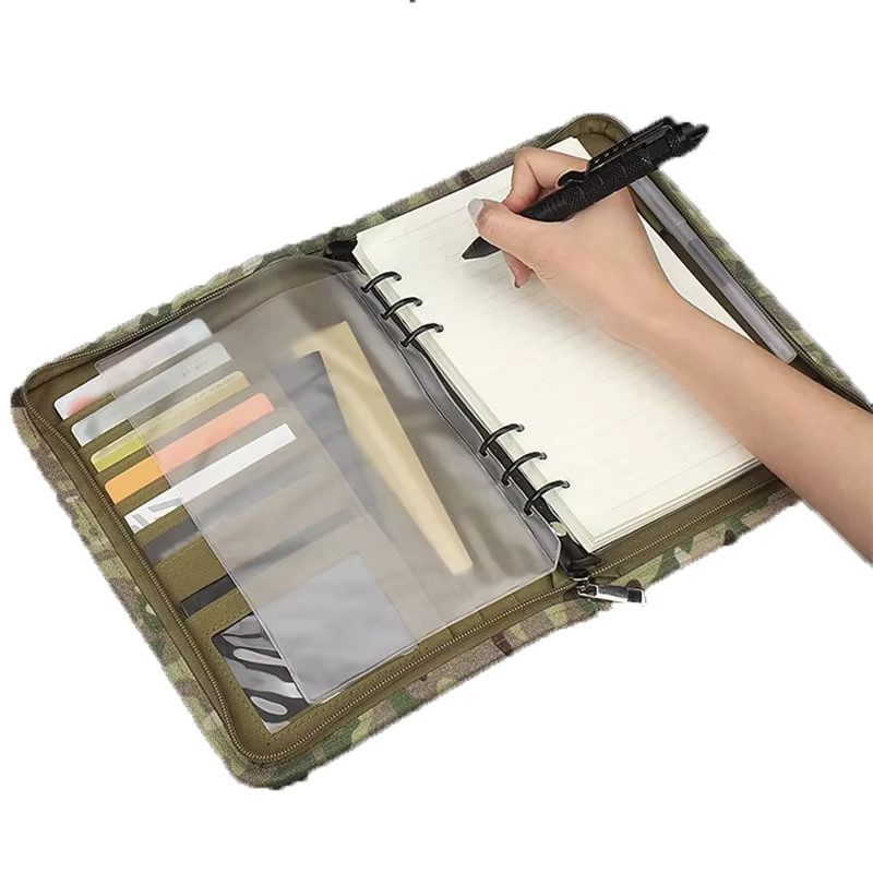AOKALI Taktisches Notizbuch Multicam Camo mit Reißverschluss und Ringbuch-Funktion, wetterfestes Padfolio mit Loseblattpapier - Bild 3