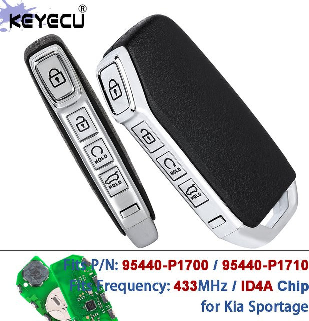 KEYECU Keyless-Go Smart Fernbedienungsschlüssel mit ID4A Chip für Kia Sportage 2022-2025, 433MHz, Schwarz - Bild 1