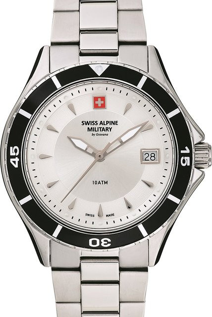 Swiss Alpine Military Damenuhr, Quarz, Edelstahl, 36 mm, Silber, 10 ATM - Bild 1