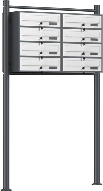 Wiltec Standbriefkasten 8er Briefkastenanlage Anthrazit/Weiß H x B x T: 1500 x 945 x 270 mm - Bild 1