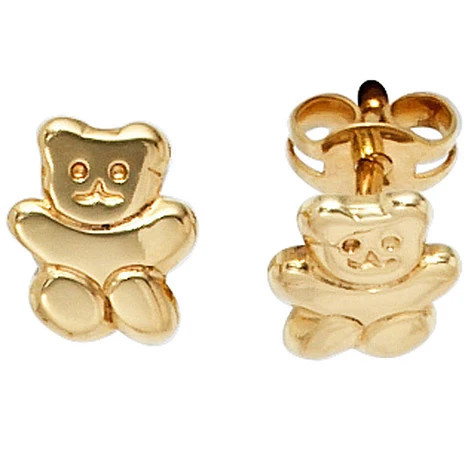 Colkid Kinder Ohrstecker Teddy, 333 Gelbgold - Bild 1