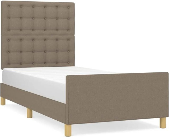 vidaXL Bettgestell mit Kopfteil in Taupe aus Stoff und Holz, B/T/H: 100 x 203 x 128 cm - Bild 1