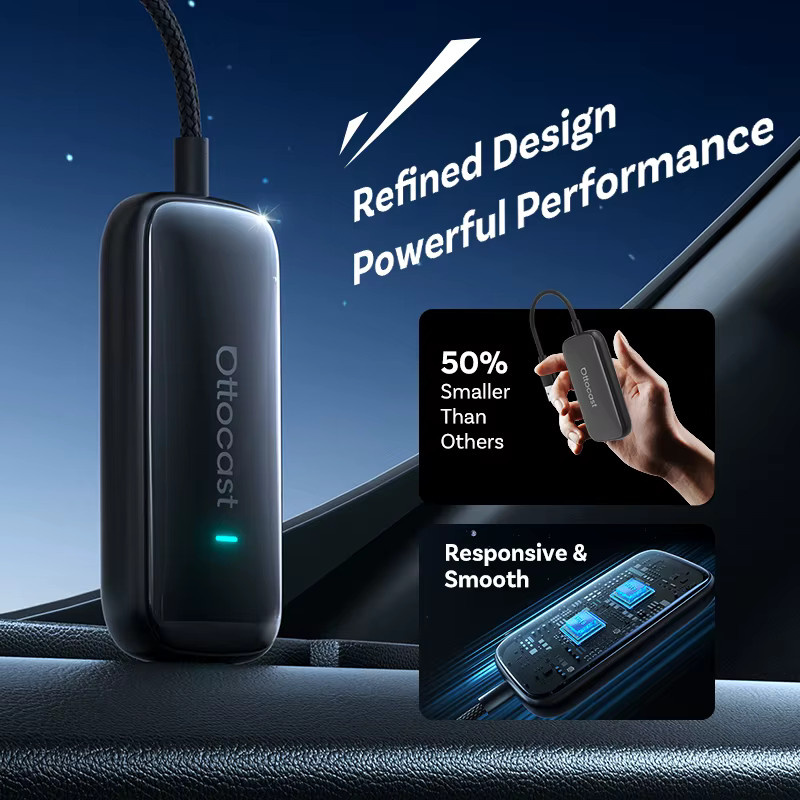 Ottocast Play2Video Ultra AI Box Carplay Adapter mit Android Auto, WiFi6 und Mediaplayer für YouTube und Netflix, Schwarz - Bild 3