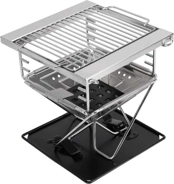 Aimo Klappbarer Holzkohle-Grill aus Edelstahl in Grau für Camping und Picknick - Bild 1