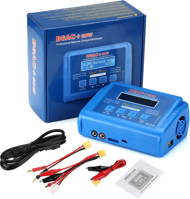 HTRC IMAX B6 AC Digitales LCD-Balancer-Ladegerät 80W 6A in Blau für Lipo LiFe NiMh NiCd RC Drohnen- und Autoakkus - Bild 1