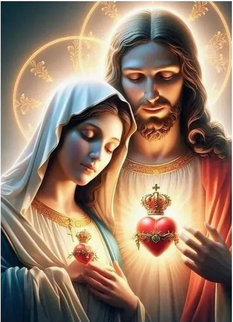 DIMENGQI Leinwandbild Jesus und Jungfrau Maria Heiliges Herz Kunstposter, B/H: 40 x 30 cm - Bild 1