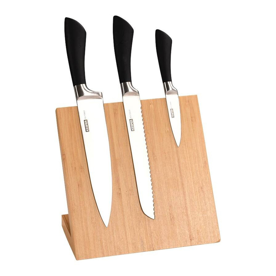 Magnetischer Messerblock von Kesper aus Bambus in Beige, B/T/H: 23,0 x 20,0 x 13,0 cm - Bild 1