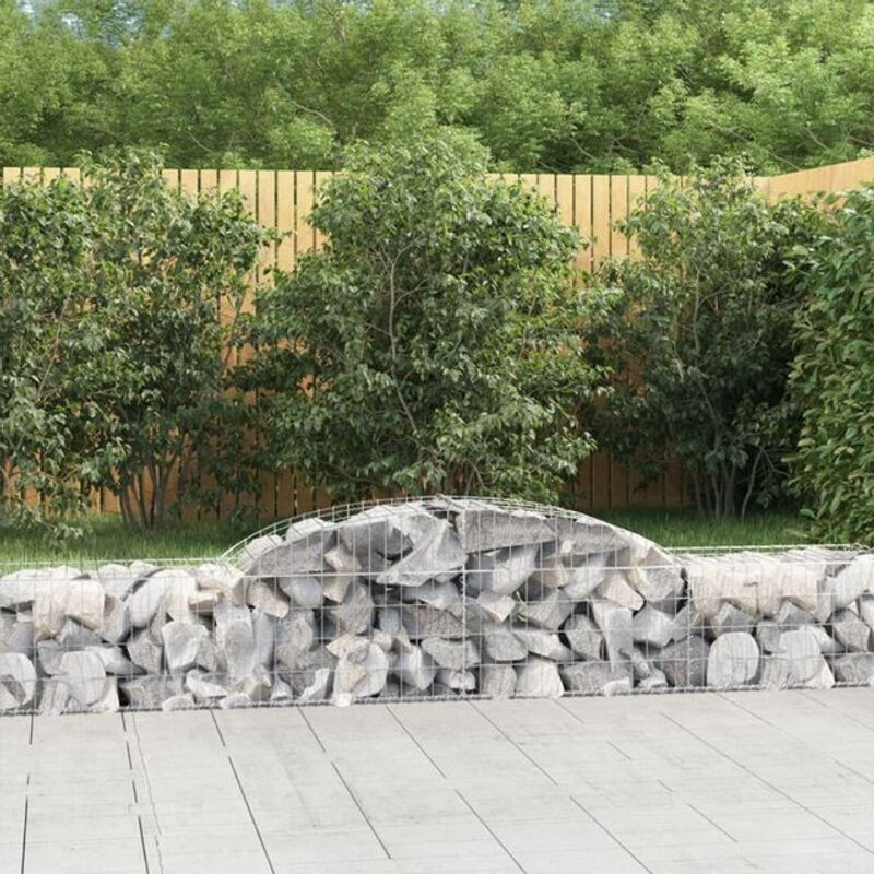 Vidaxl Gabionen mit Hochbogen Set aus verzinktem Eisen in Silber, 5 Stück, B/T/H: 300 x 50 x 40/60 cm - Bild 1