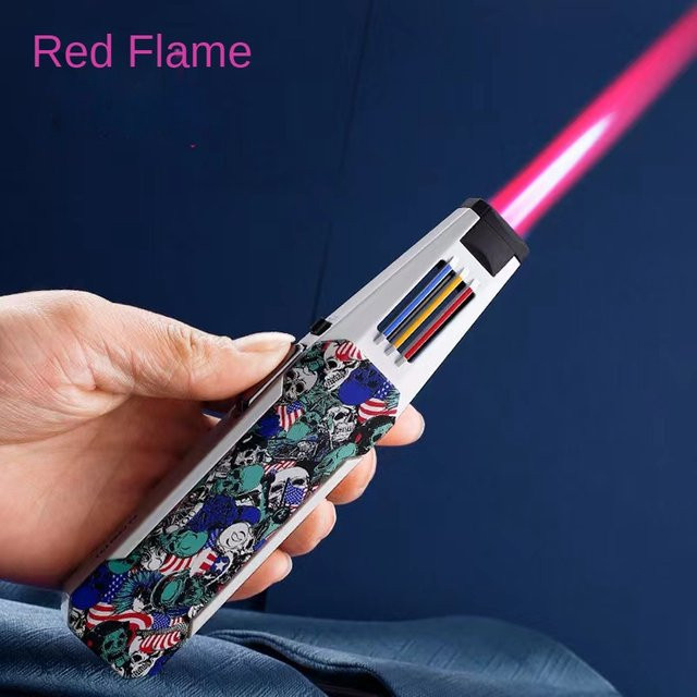 Jobon Jet-Flamme Gasfeuerzeug mit Turbinen-Funktion für Outdoor-Grill und Zigarren in Schwarz und Multicolour - Bild 1