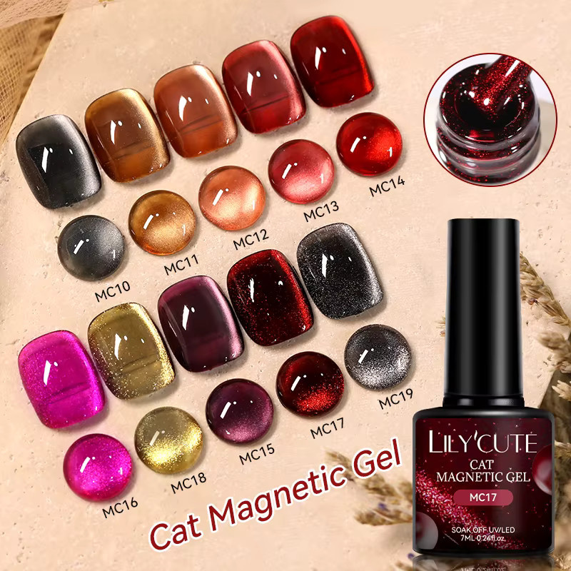 LILYCUTE Magnetgel Nagellack, Rotbraun, Glitzer, 7 ml - Bild 3