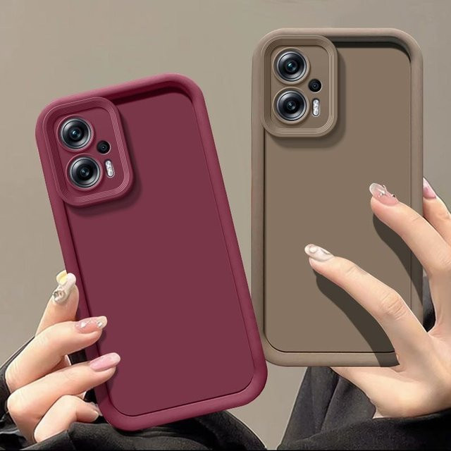 Xiaomi Poco F5 Schutzhülle in Braun mit mattem Softcover und Anti-Fall-Funktion - Bild 1