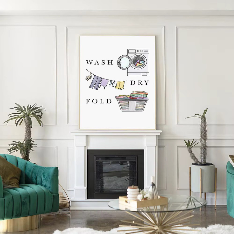 Potdemiel Wäsche-Handbuch Poster in Multicolor, minimalistischer Kunstdruck als Leinwandgemälde mit Typografie-Design - Bild 2