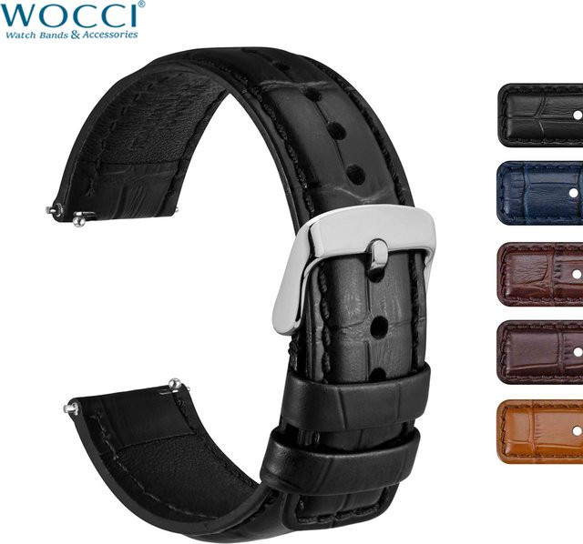 WOCCI Uhrenarmband Alligatorleder, Schwarz, Herren - Bild 1
