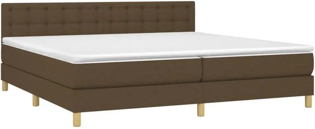 vidaXL Boxspringbett mit Matratze und LED-Unterbettbeleuchtung in Dunkelbraun, B/T: 200 x 200 cm, Hybrid-Matratze mit Taschenfederkern und USB-Ladeanschluss - Bild 1