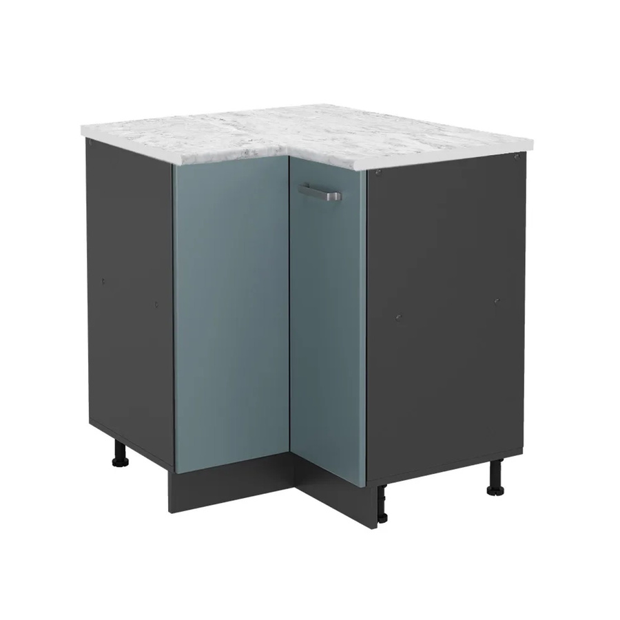 Vicco R-Line Eckunterschrank für die Küche in Blau-Grau mit Marmor-Optik, B/T/H: 75,6 x 60,0 x 75,6 cm - Bild 2