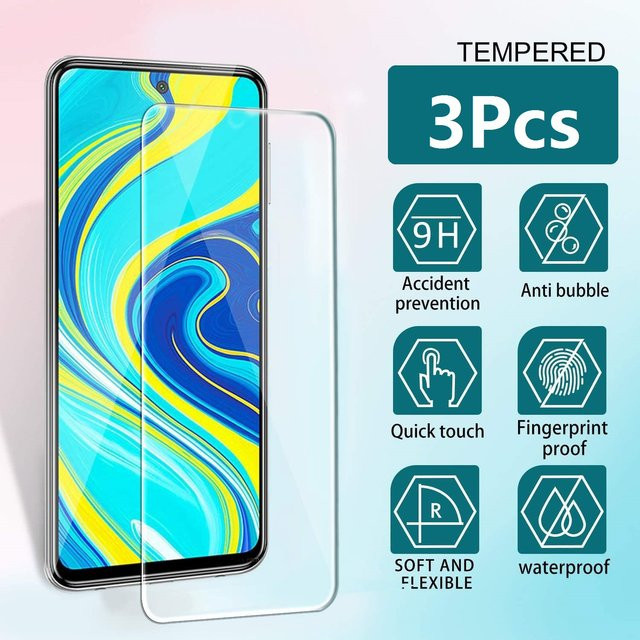 3 Stück 9D gehärtetes Glas Displayschutzfolie für Xiaomi Redmi Note 9S, Redmi Note 9 Pro und Redmi Note 9 Pro Max 5G, transparent - Bild 1