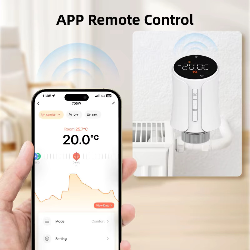EZAIOT Smart Thermostatventil für Heizkörper, WiFi und Zigbee kompatibel, weiß, für Alexa und Google Home kompatibel - Bild 2