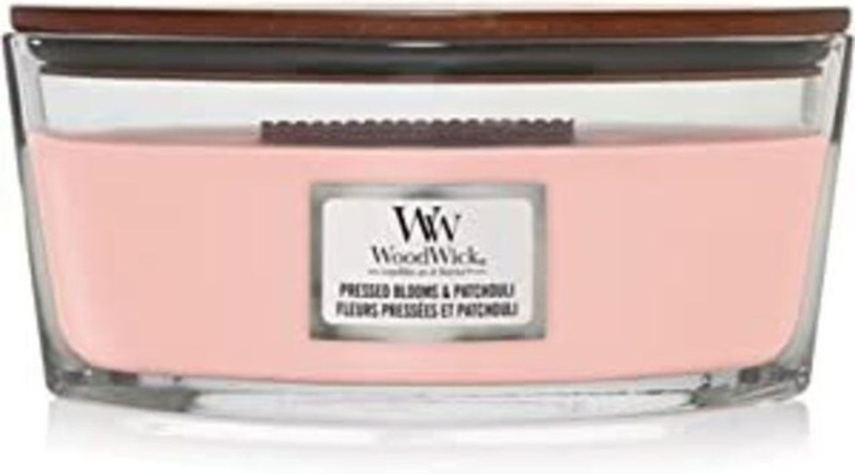 WoodWick Pressed Blooms Patchouli Duftkerze aus Wachs in Keramik, Rosa, 4536g - Bild 1