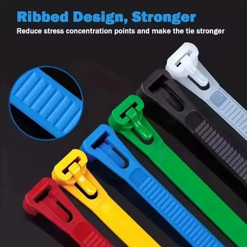 100 Stück wiederverwendbare Nylon-Kabelbinder in Schwarz und Weiß sowie gemischten Farben - Bild 4